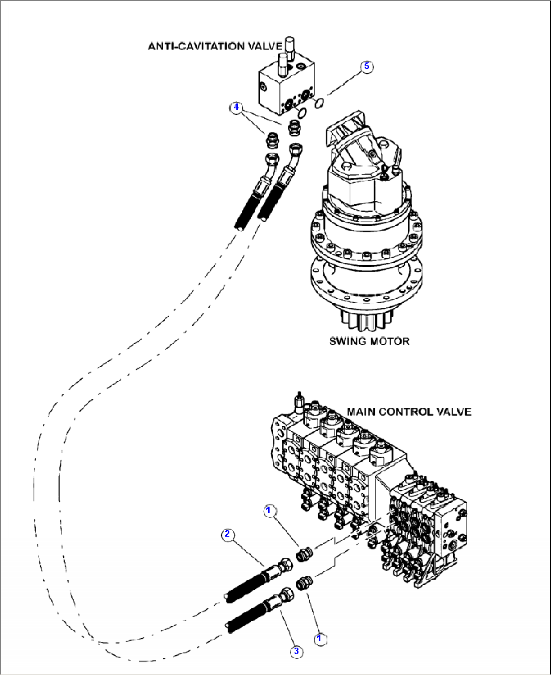 N0202-01A0 MAIN CONTROL VALVE TO SWING MOTOR LINES