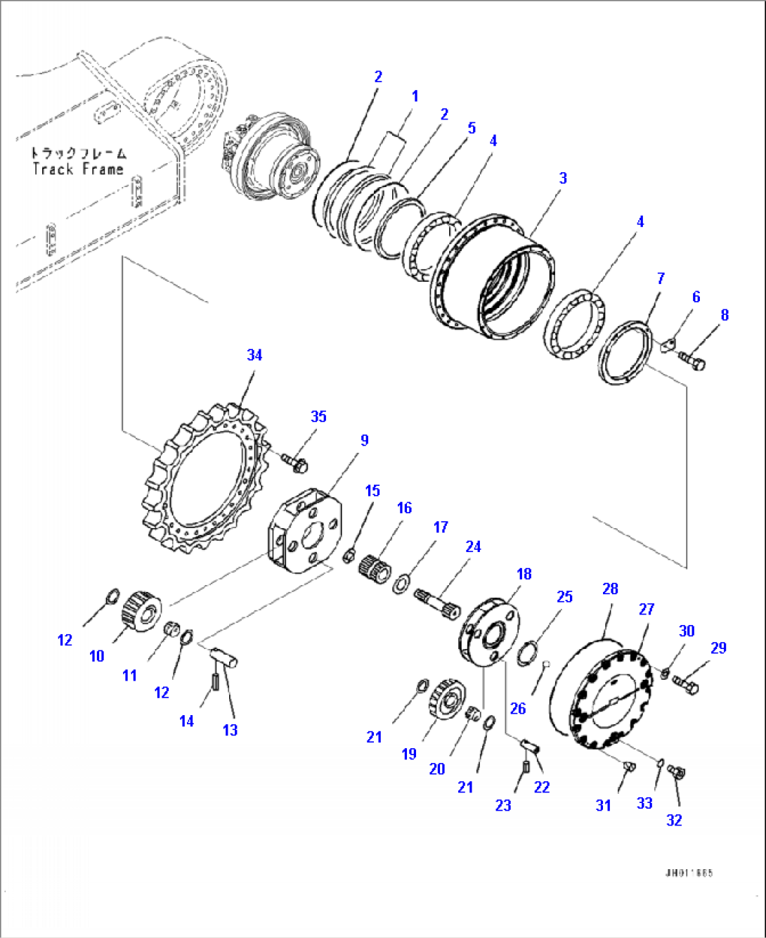 P1210-001004 TRAVEL MOTOR AND FINAL DRIVE 1ST AND 2ND CARRIER, L.H.