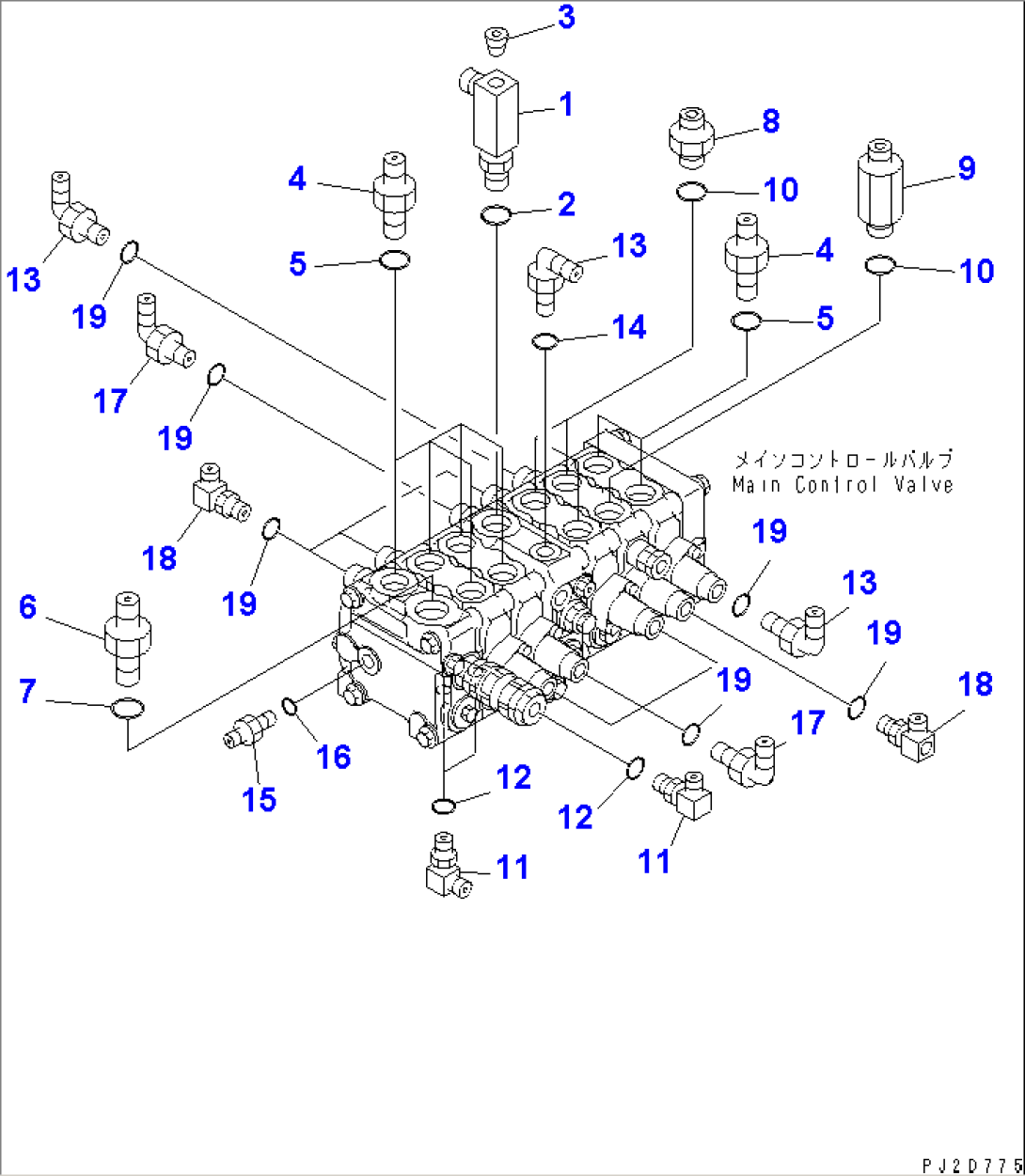 HYDRAULIC MAIN VALVE (MAIN CONTROL VALVE CONNECTING PARTS) (WITH 3RD WINCH)(#10301-)