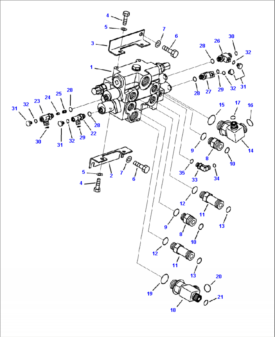 H0120-01A1 MAIN CONTROL VALVE CONNECTING PARTS (2-SPOOL VALVE AND ECSS)