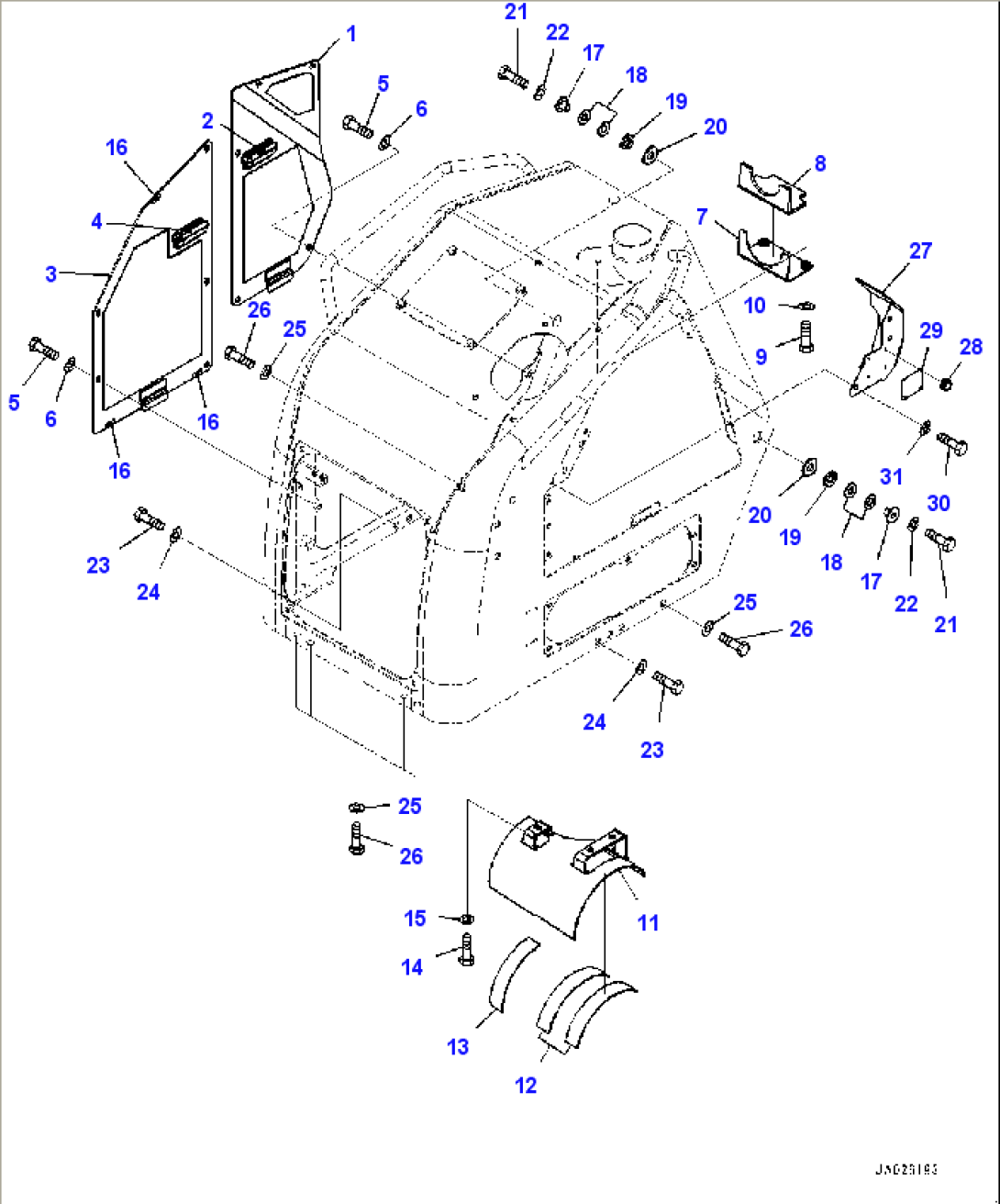 Engine Hood, Cover, R.H. and Air Cleaner Cover (#95001-)