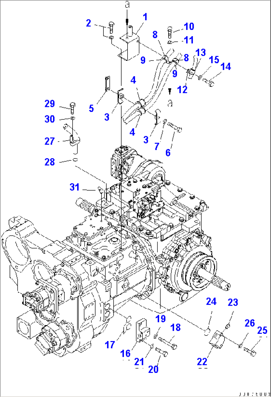 POWER TRAIN (PIPING AND BRACKET)(#1001-)