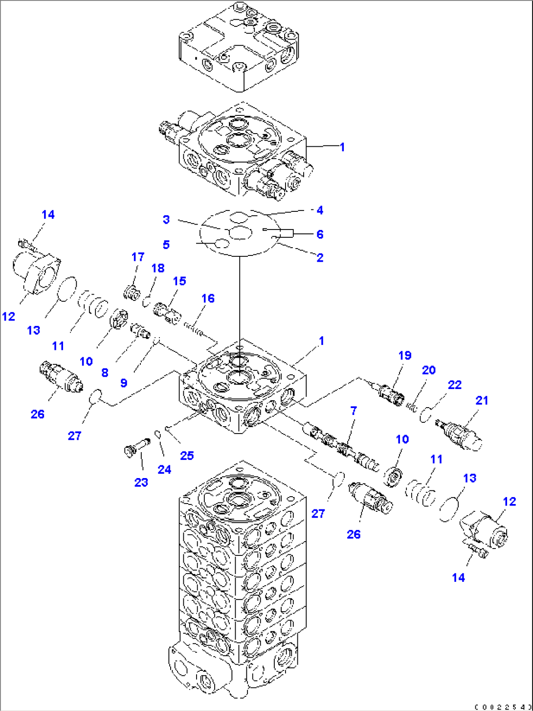 MAIN VALVE (8-SPOOL) (9/9) (FOR ONE-PIECE BOOM)