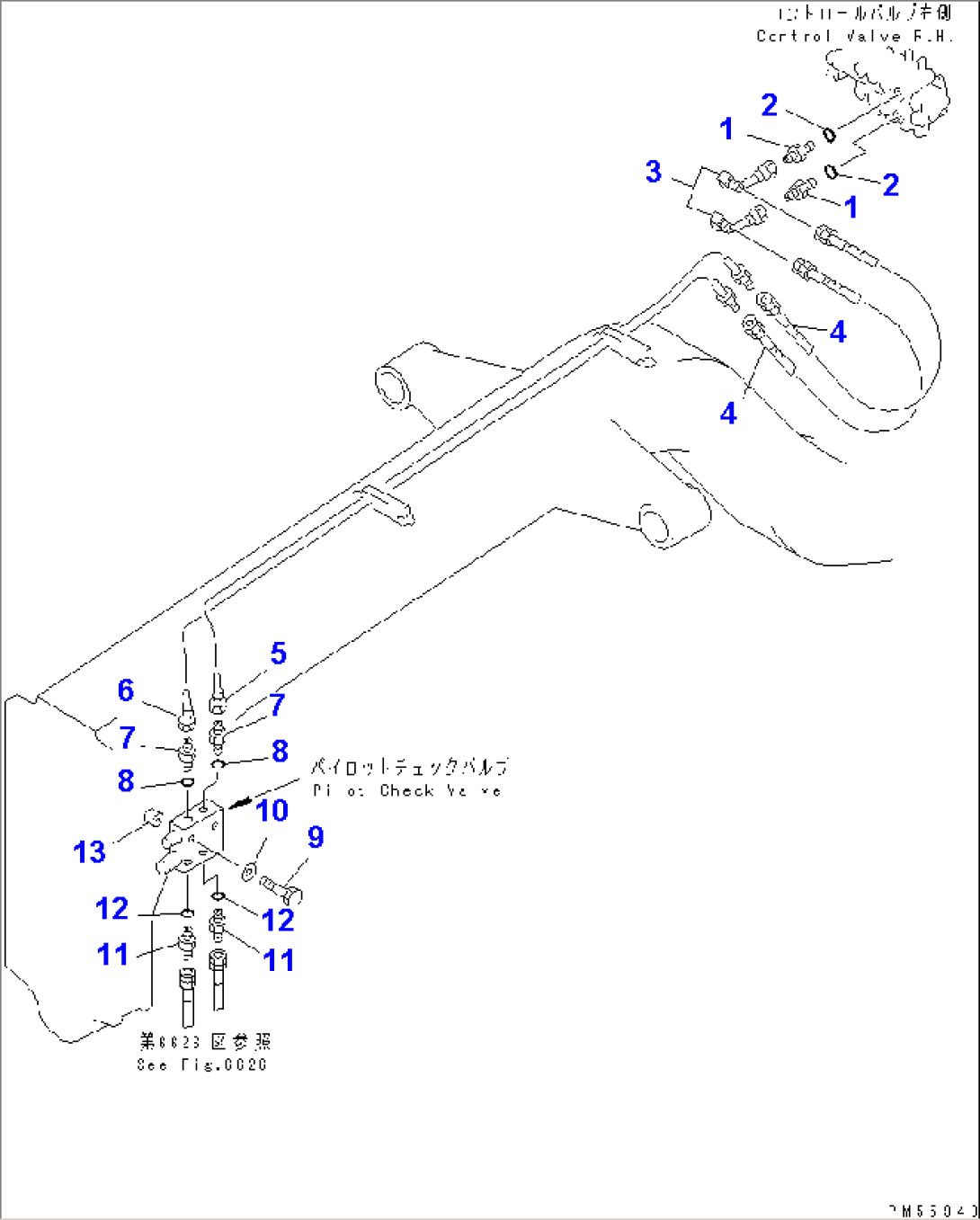 HYDRAULIC PIPING (POWER TILT CYLINDER LINE) (1/2) (WITH SHOCK RELEASE BLADE)(#2001-)