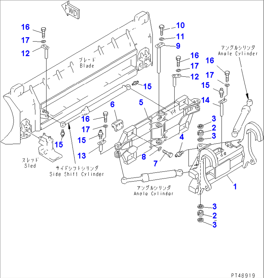 SIDE SHIFT¤ PITCH AND ANGLE SNOW PLOW (WITH HYD. MULTI COUPLER) (2/4) (CARRIER)(#60001-)