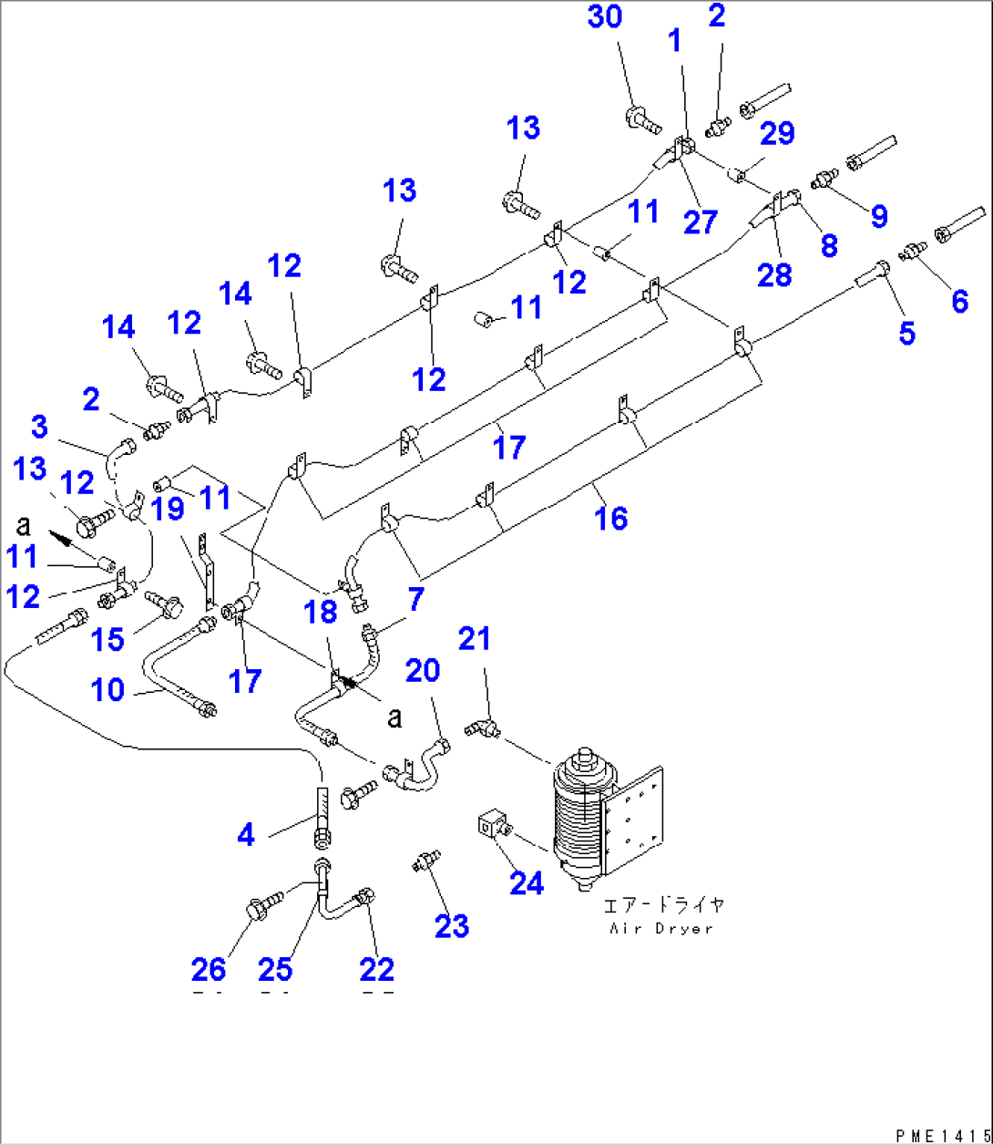 AIR DRYER PIPING (2/3) (COMPRESSOR TO AIR DRYER 2/2)(#10112-)