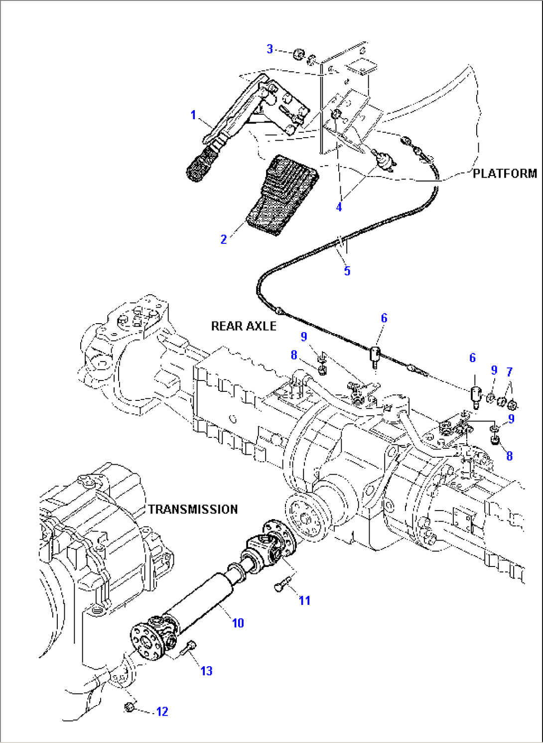HANDBRAKE AND RFEAR PROPELLER SHAFT