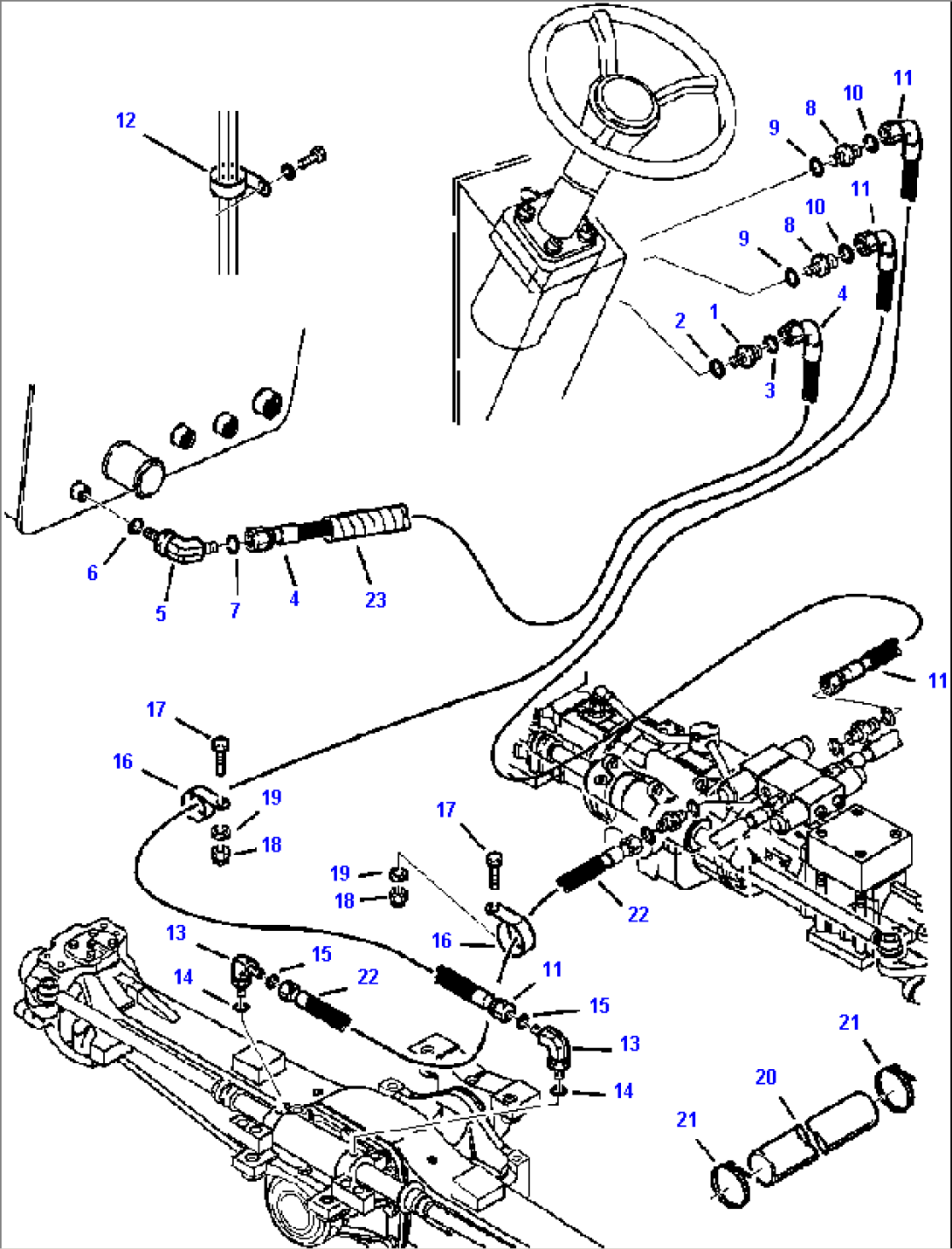 FIG. H6500-01A6 HYDRAULIC PIPING - FRONT STEERING LINES