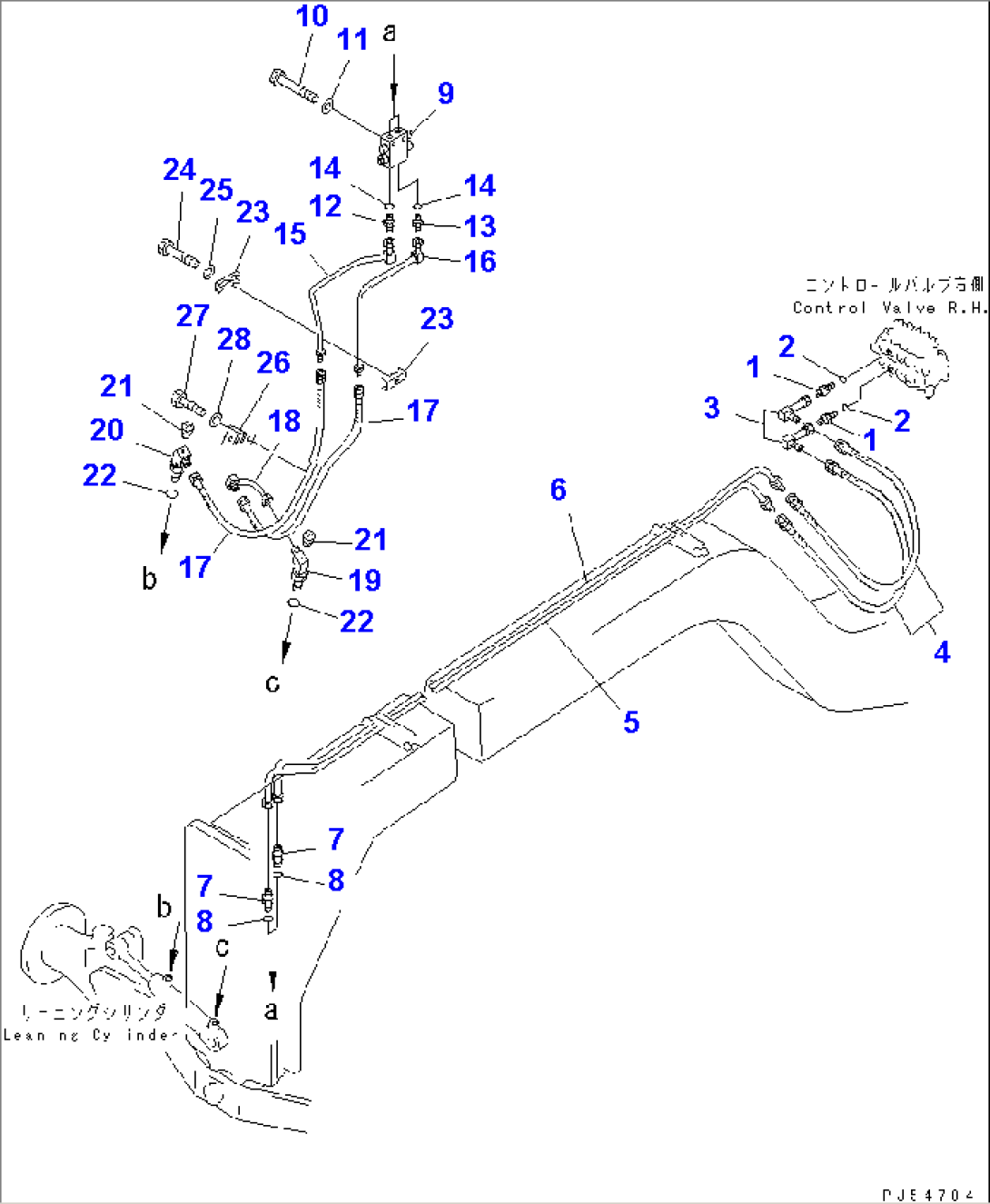 HYDRAULIC PIPING (LEANING CYLINDER LINE) (WITH POWER TILT)(#4501-)