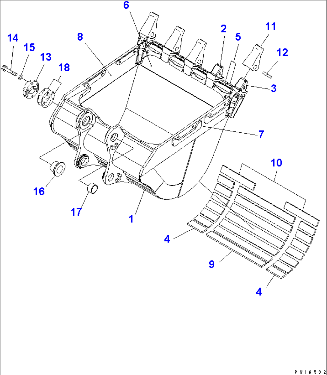 3.5M3 HORIZONTAL PIN TYPE BUCKET(#11001-)