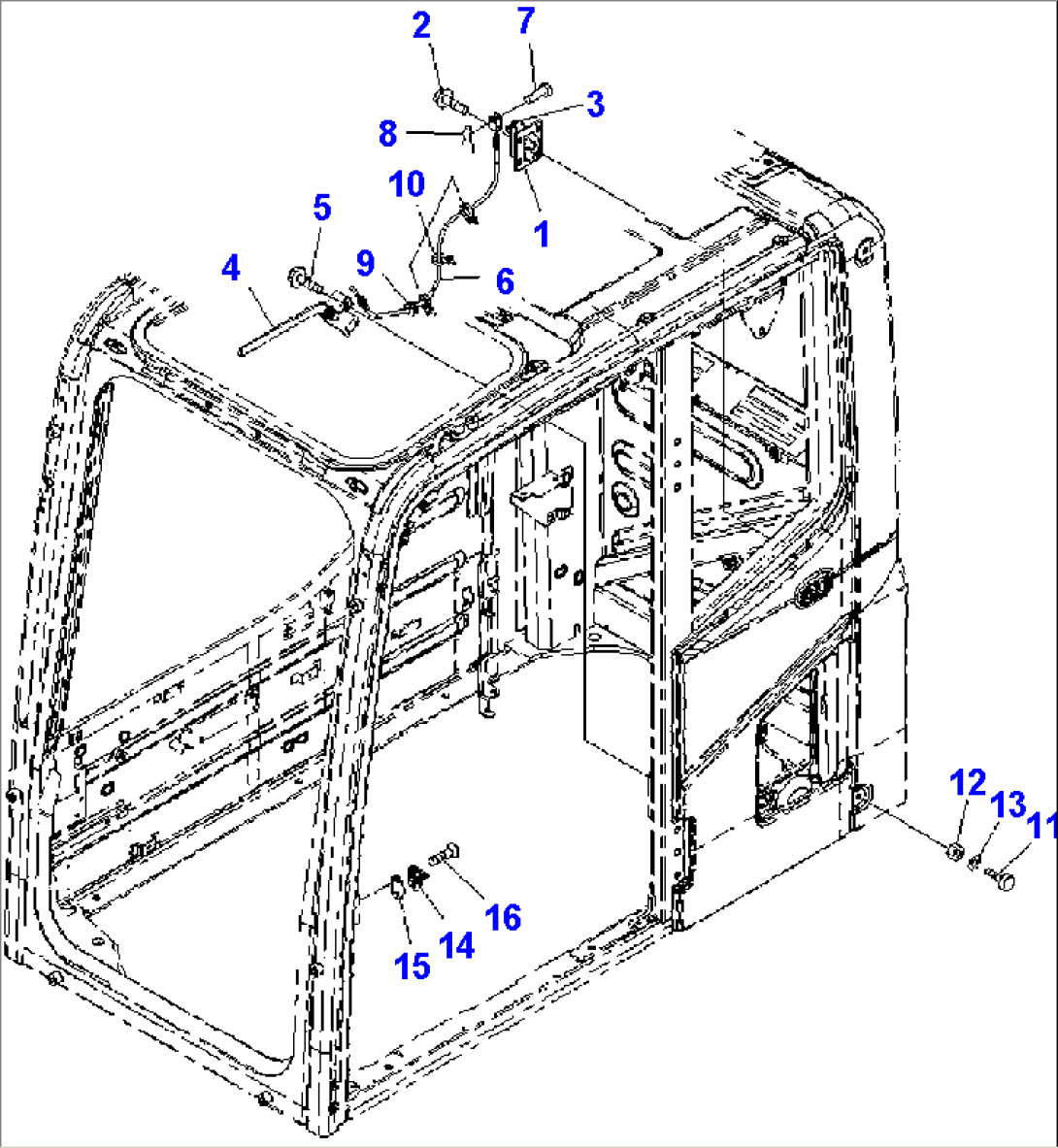 Cab, EOPS Cabin Front Fix, 1-actuator, With AM-FM Radio, With Master Key, For KOMTRAX, Door Lock