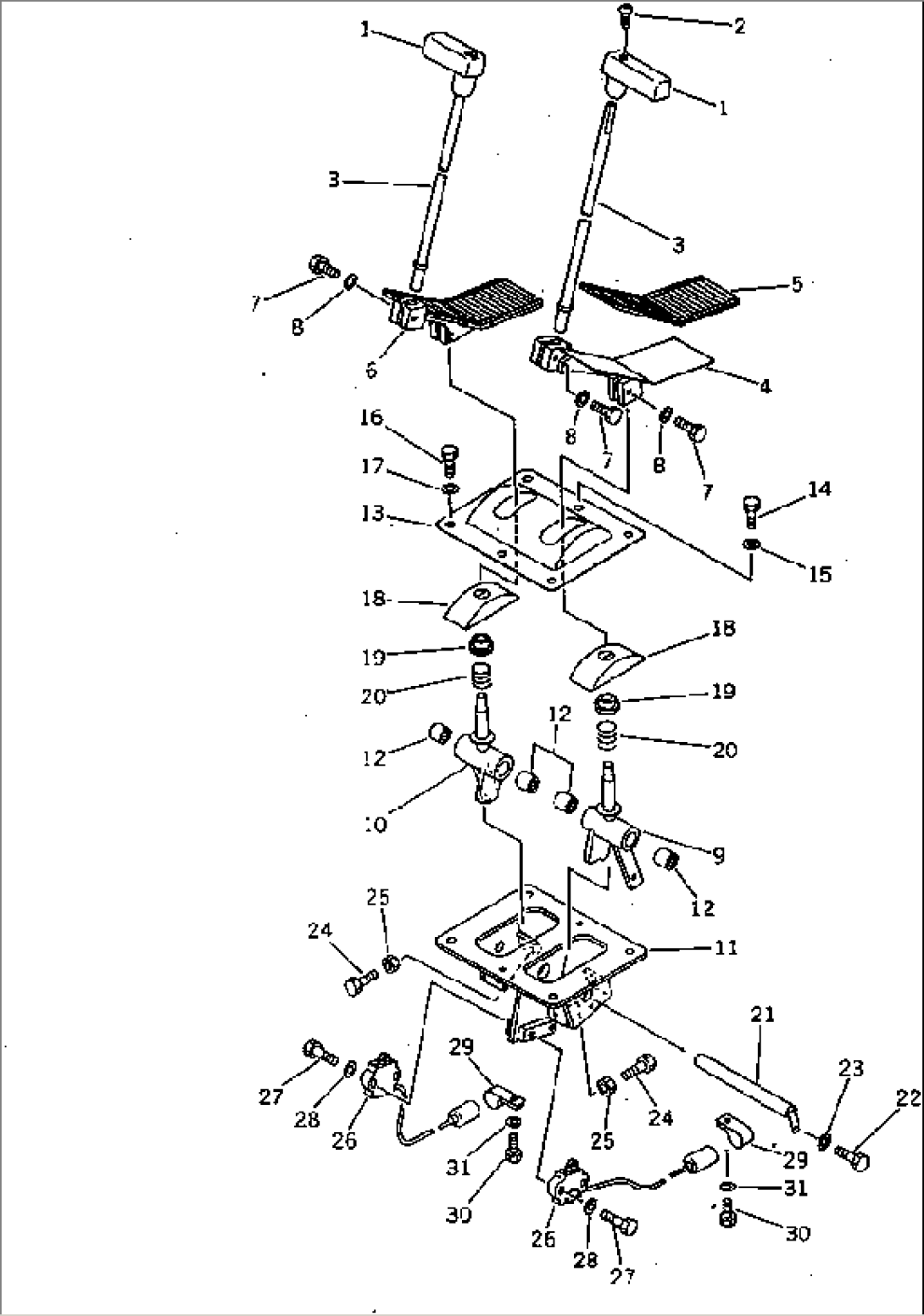 TRAVEL CONTROL LEVER AND LINKAGE (1/2) (FOR WRIST CONTROL) (WITH AUTO DECELERTION)(#12001-12143)
