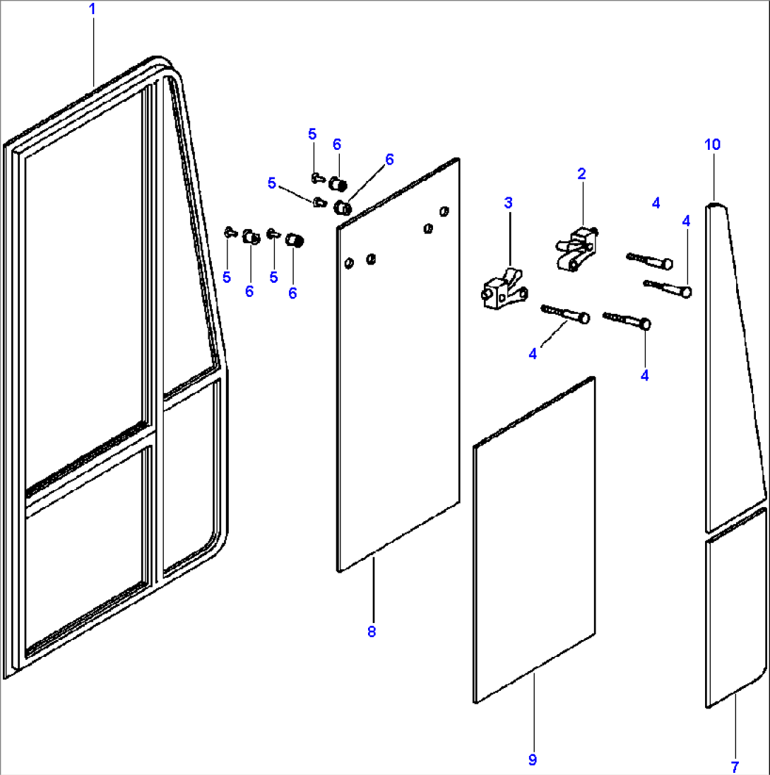 ROPS CAB LEFT HAND DOOR WINDOW