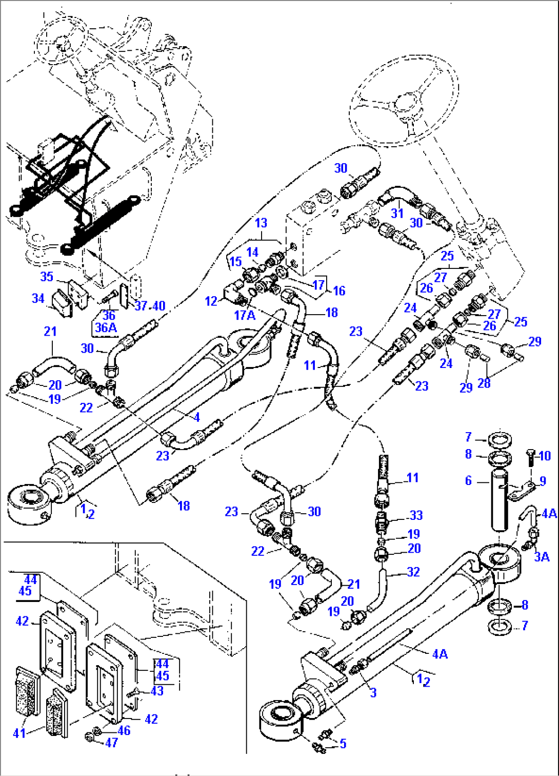 STEERING CYLINDER AND PIPINGS