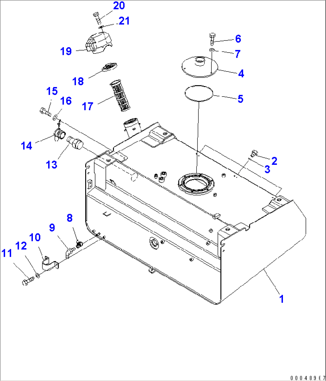 FUEL TANK (TANK AND FILLER CAP) (FOR QUICK COUPLER)(#55001-55422)