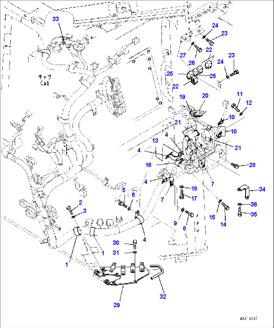 Cab, Dashboard Wiring Harness Mounting (2/2) (#80179-)