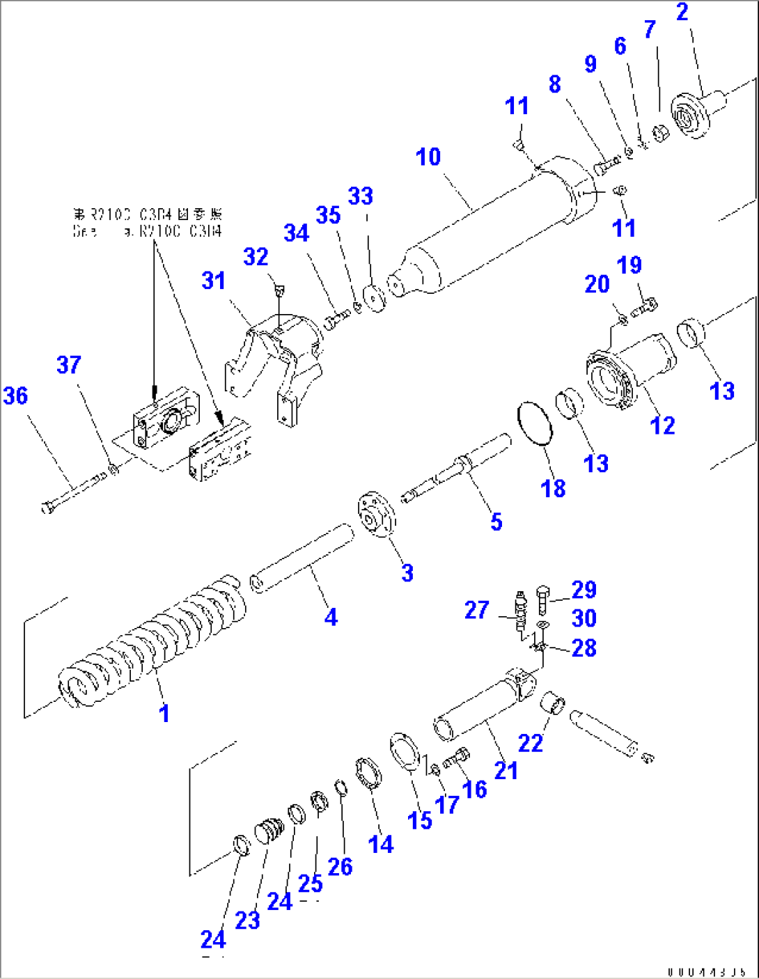 TRACK FRAME (L.H.) (RECOIL SPRING AND CYLINDER) (EXTREME COLD AREA -50 DEG C)(#65409-)