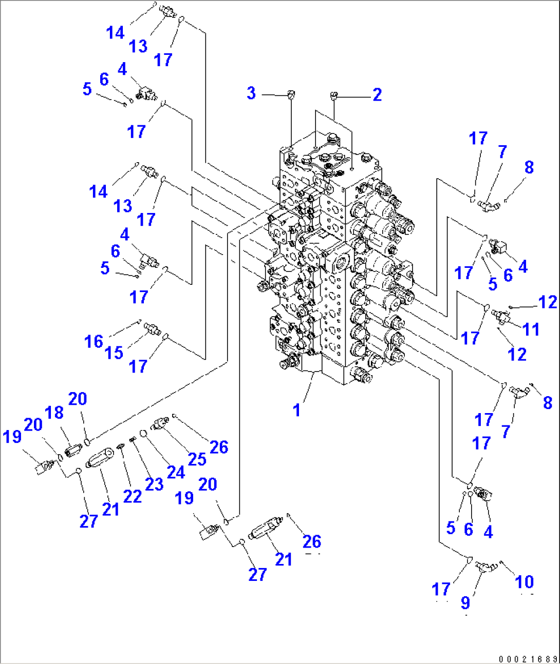 CONTROL VALVE (CONNECTING PARTS) (1/2) (1 ACTUATOR) (FOR LOADER)
