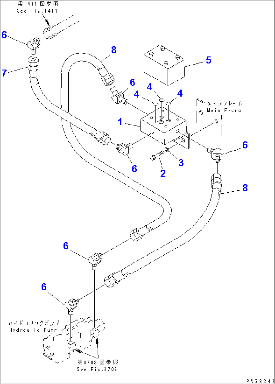 HYDRAULIC PIPING (TRAVEL LINE) (2/5) (SELECTOR VALVE LINE)