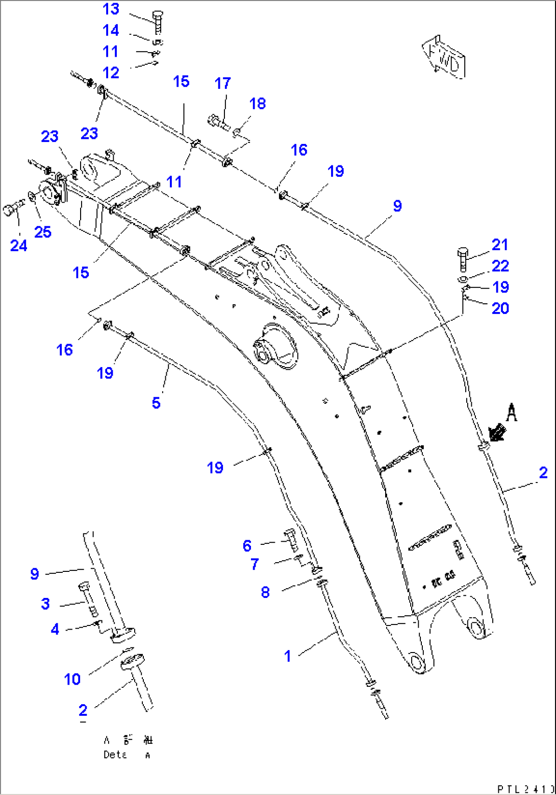 BOOM (7.1M) (BUCKET CYLINDER PIPING) (FOR BACKHOE)(#10239-10999)