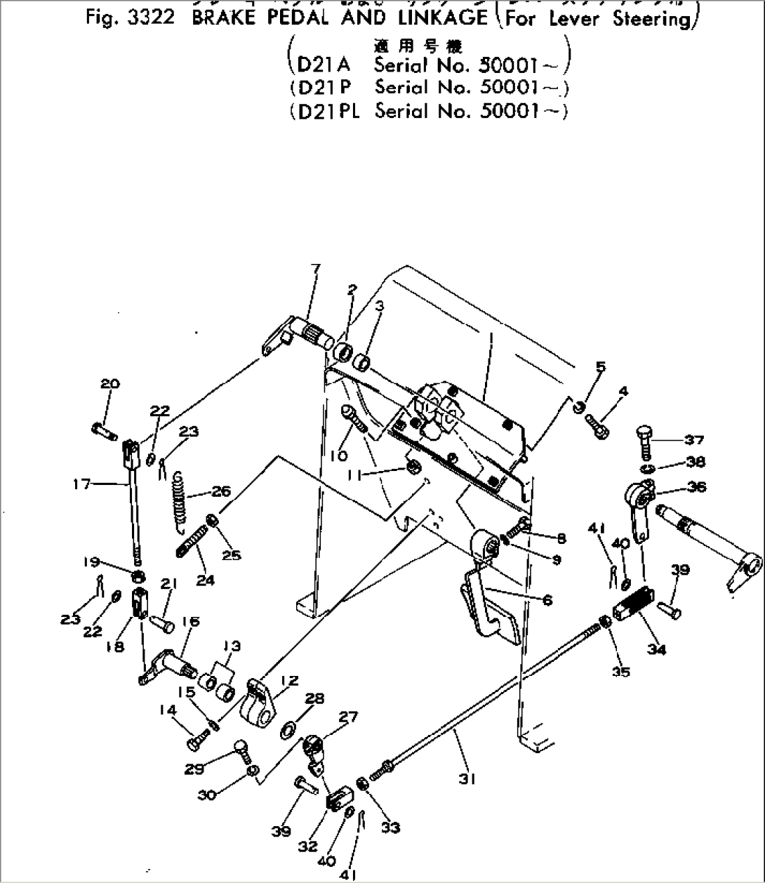 BRAKE PEDAL AND LINKAGE (FOR LEVER STEERING)(#50001-)