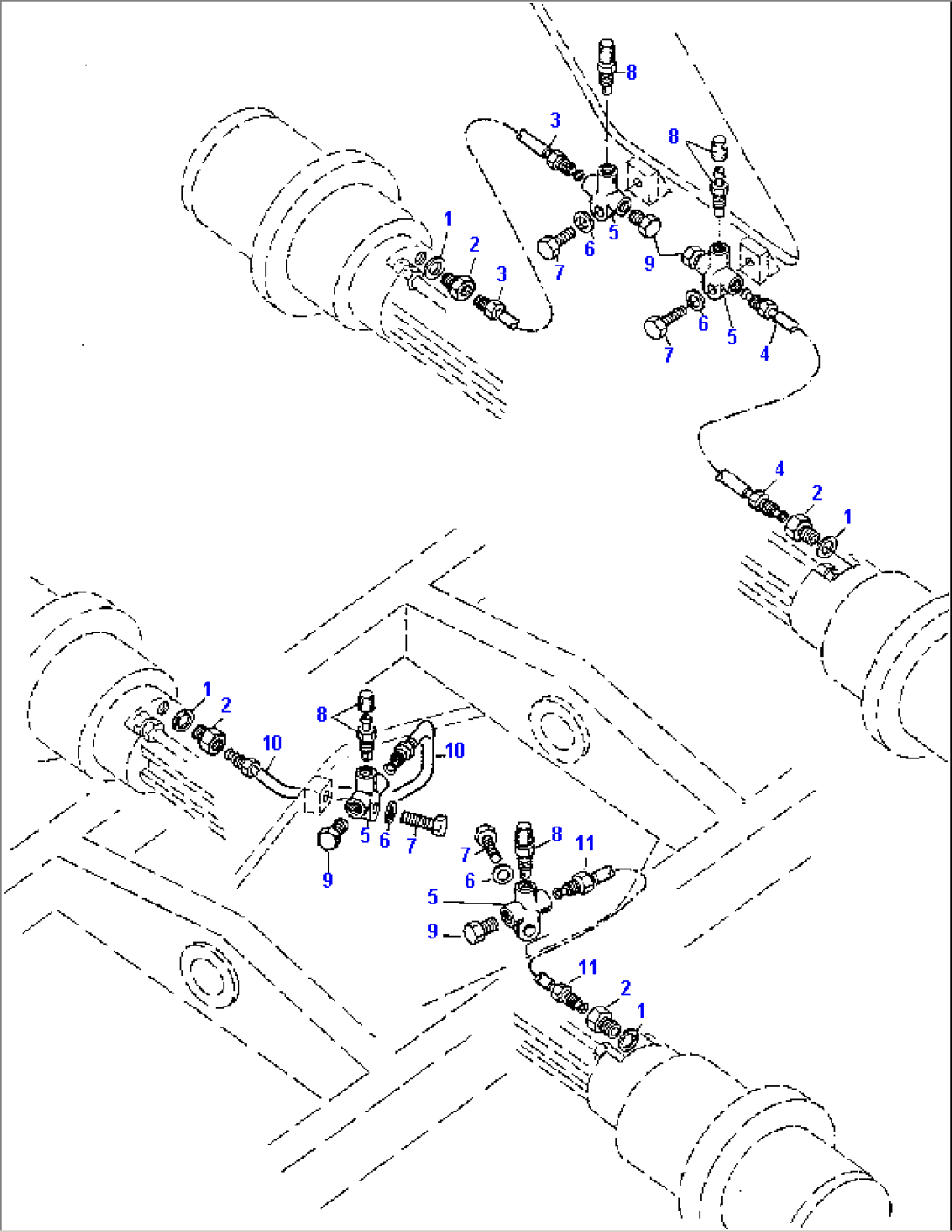 BRAKE PIPING FOR FRONT AND REAR AXLE