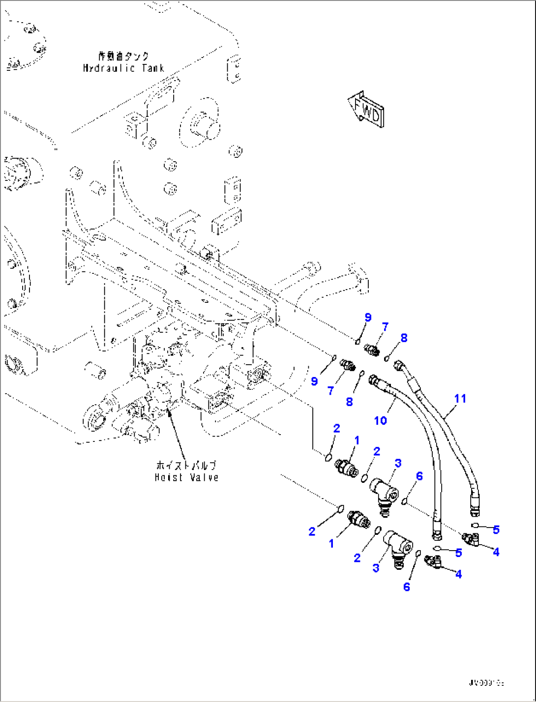 Hydraulic Tank, Hoist Valve Piping (2/3) (#50001-)