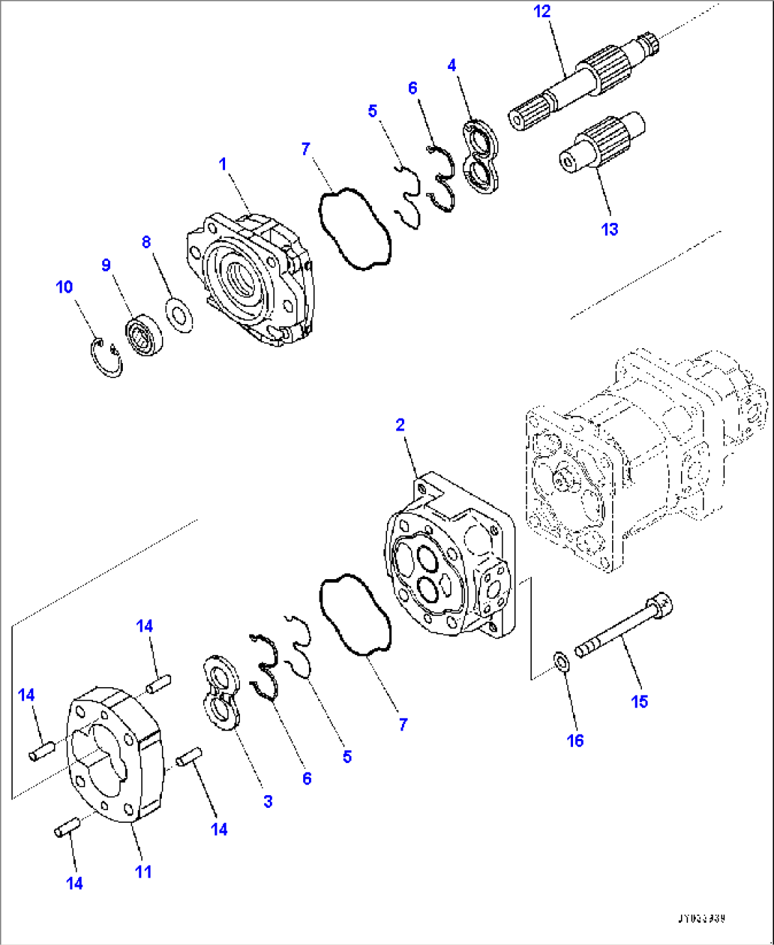 Torque Converter and Transmission, Brake Cooling and Control Triplex Pump (2/4) (#30001-)