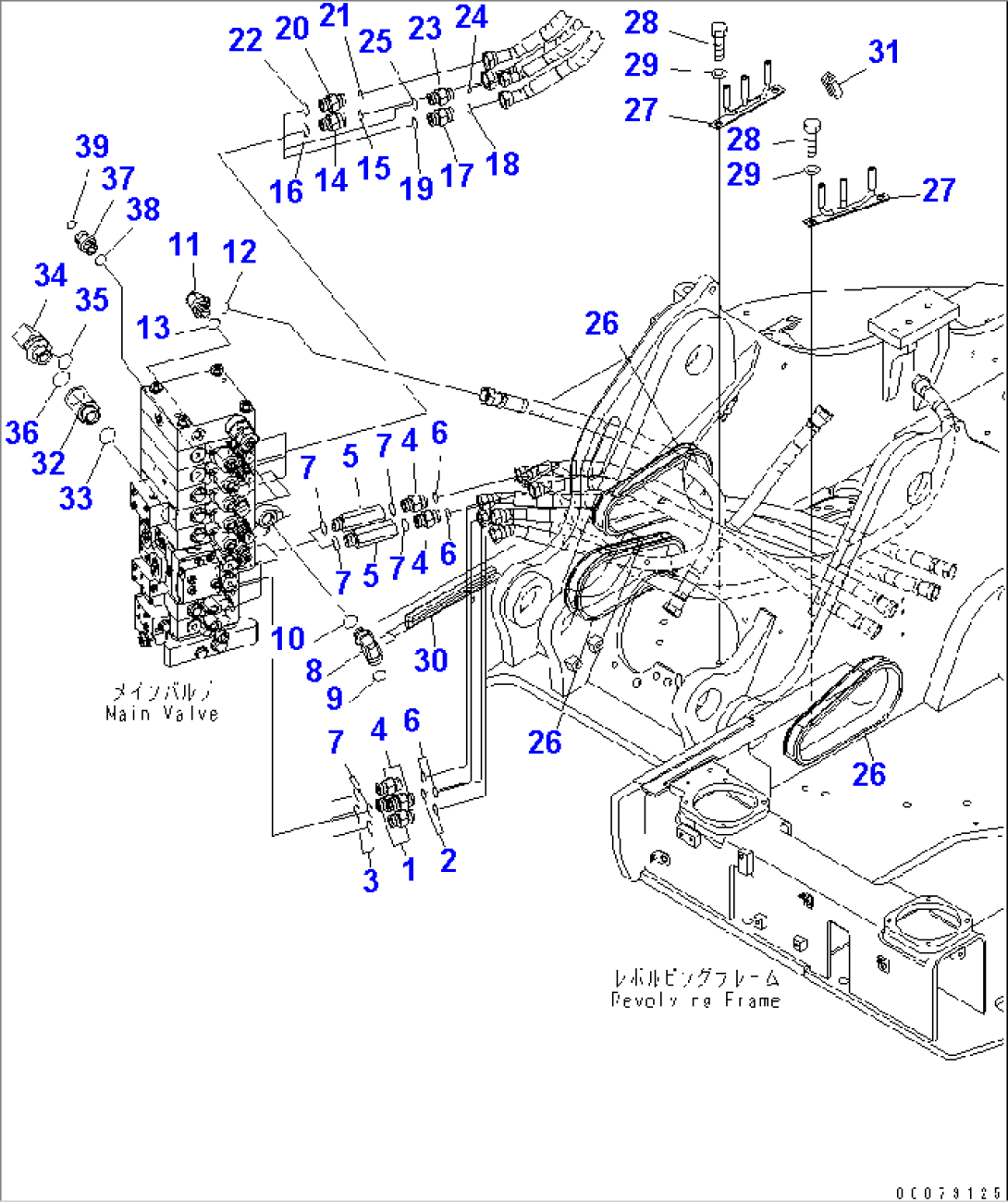 ARM AND BUCKET LINE (1/3) (KUK OFFSET BOOM SPEC.)(#20001-)
