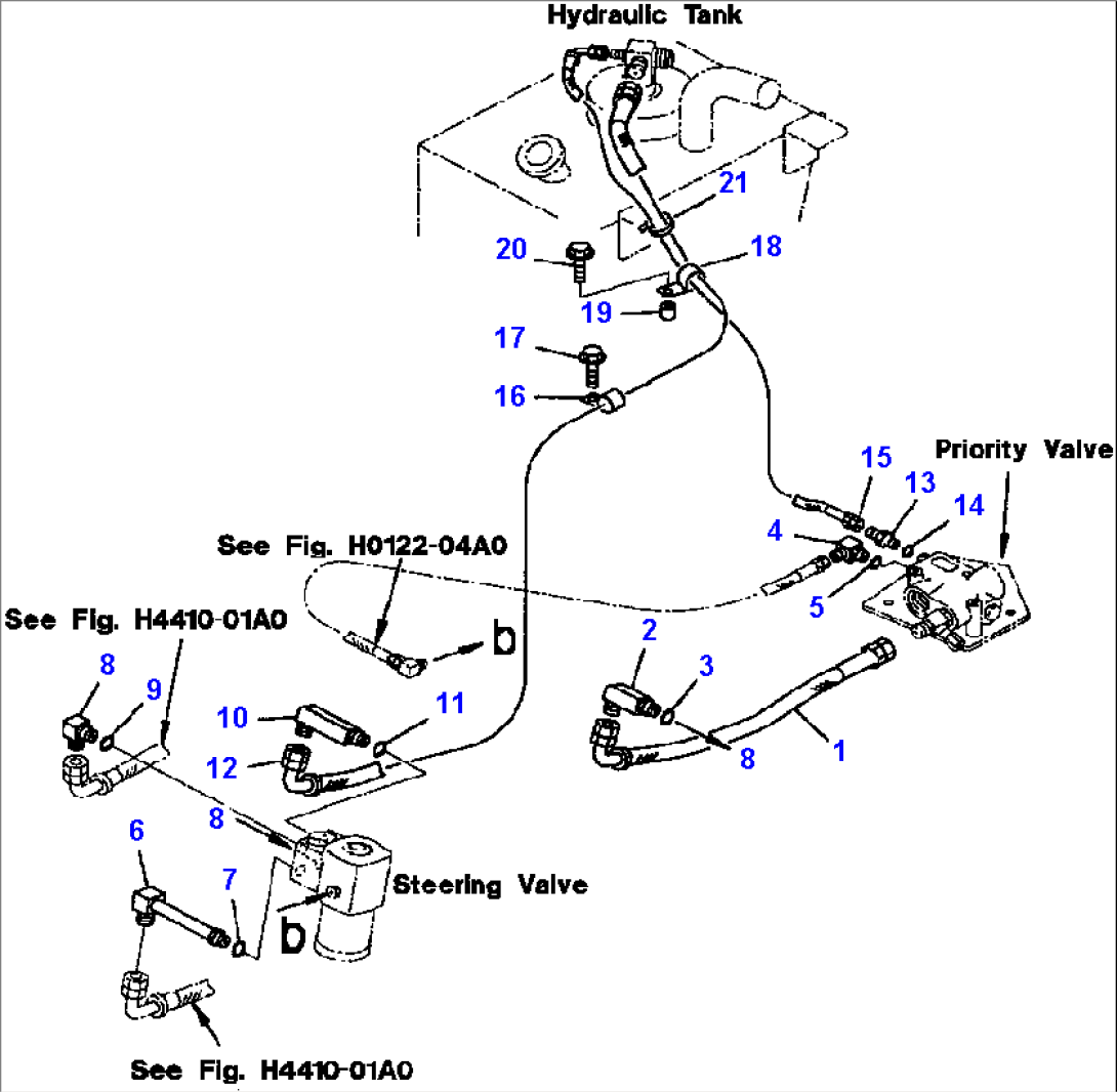 FIG NO. H0122-03A0 STEERING DEMAND VALVE (HYDRAULIC PIPING) (PUMP AND DRAIN LINE)