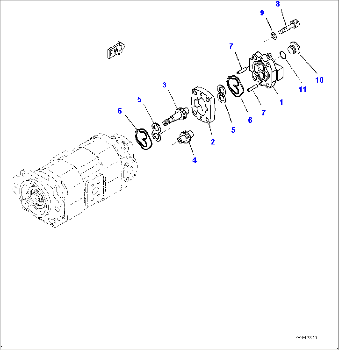 Hydraulic Oil Main Pump and Oil Piping, Gear Pump (3/11) (#7079-)
