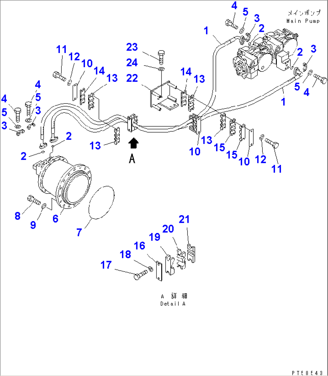 HYDRAULIC PIPING (FRONT TRAVEL MOTOR LINE)