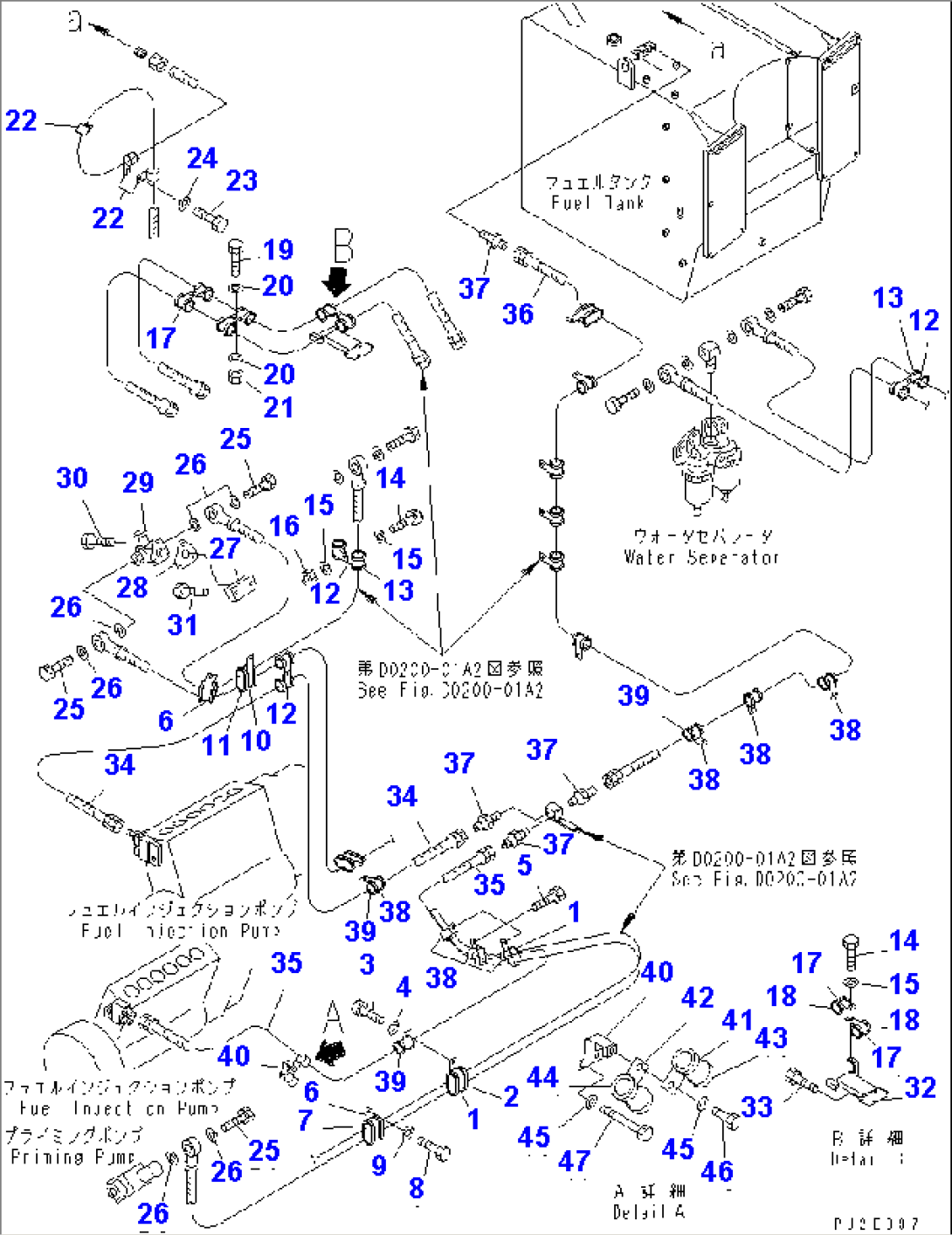 FUEL LINE (2/2) (ELECTRICAL GOVERNOR) (WITH WATER SEPARATOR)(#4099-)