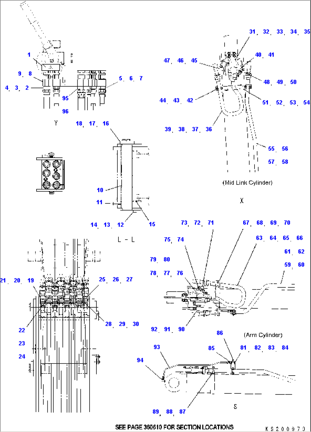 3RD BOOM FASTER PIPING AND LINK CYLINDER (#K50048-K50568)