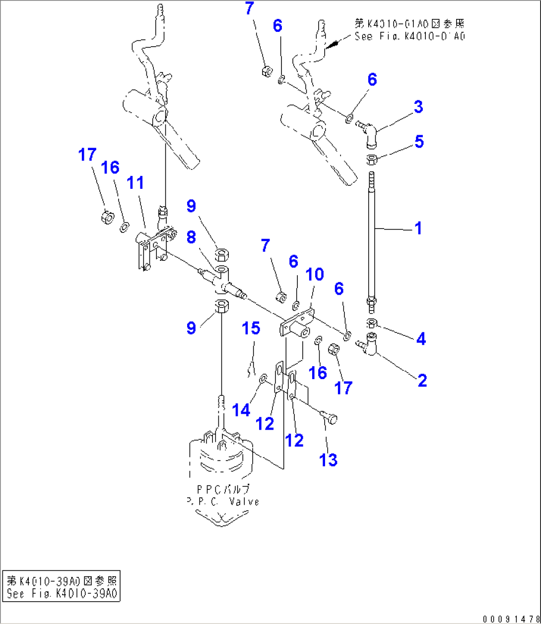 OPERATOR AREA (P.P.C. VALVE) (WORK EQUIPMENT CONTROL LINKAGE)(#50079-)