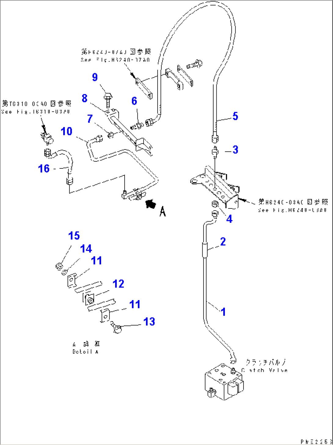 WINCH HYDRAULIC LINE (CONTROL LINE) (MAIN WINCH CLUTCH)(#15001-15300)