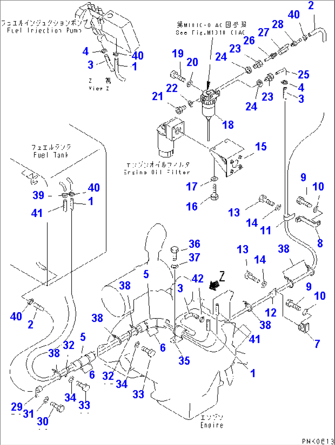 FUEL LINE (PIPING) (WITH WATER SEPARATOR)(#K30183-)