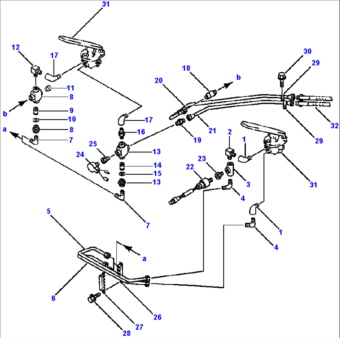 AIR PIPING TREADLE VALVES TO BRAKE CHAMBERS (1/2)