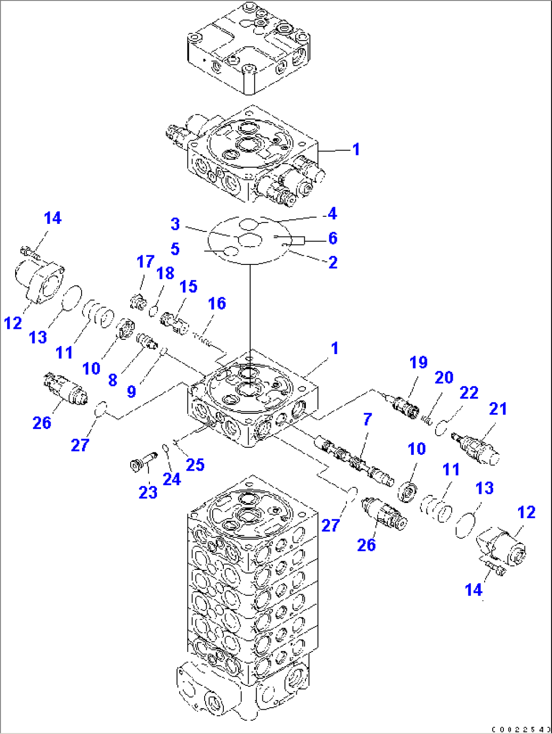 MAIN VALVE (8-SPOOL) (9/9) (FOR 1-PIECE BOOM)