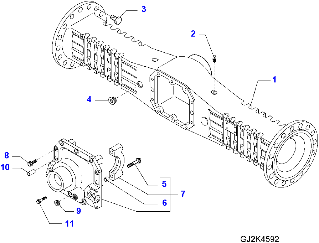 FRONT AXLE, AXLE WITH 100% DIFF. LOCK