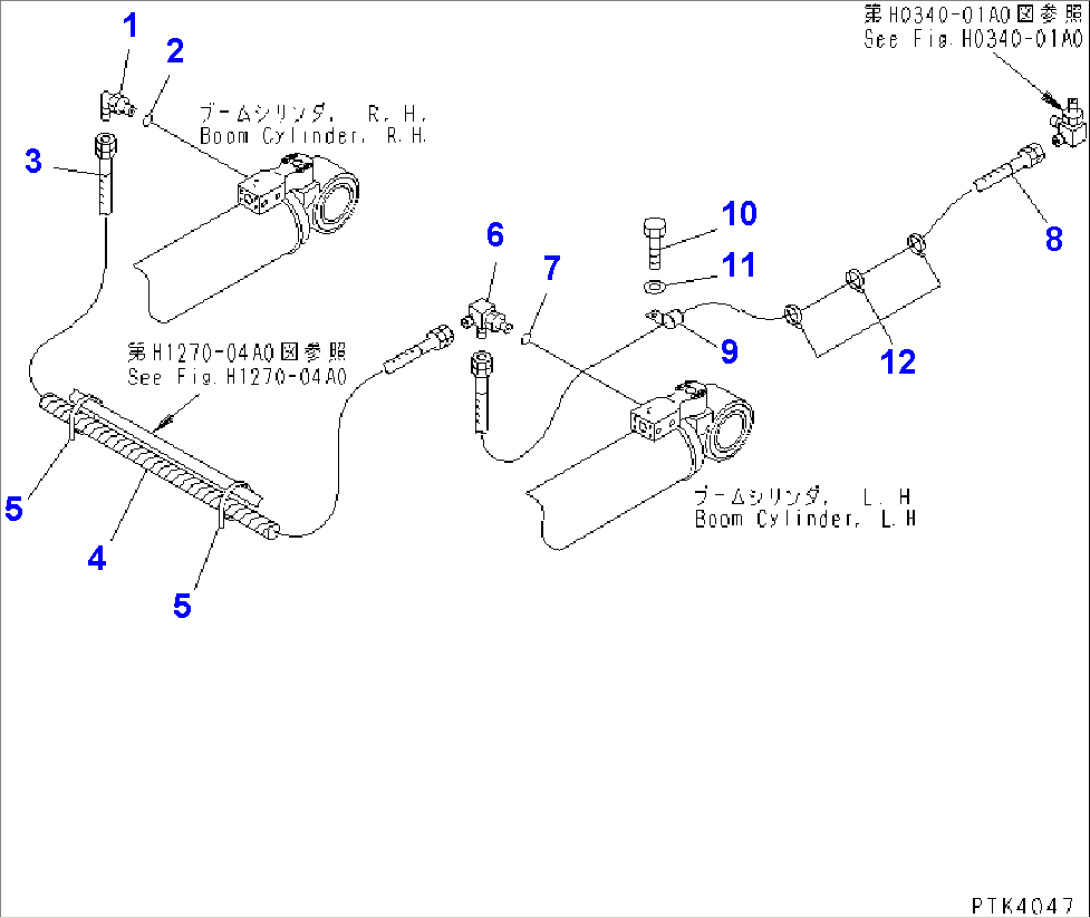 ATTACHMENT PIPING LINE (FOR BOOM CYLINDER SAFETY VALVE LINE) (DRAIN PIPING)