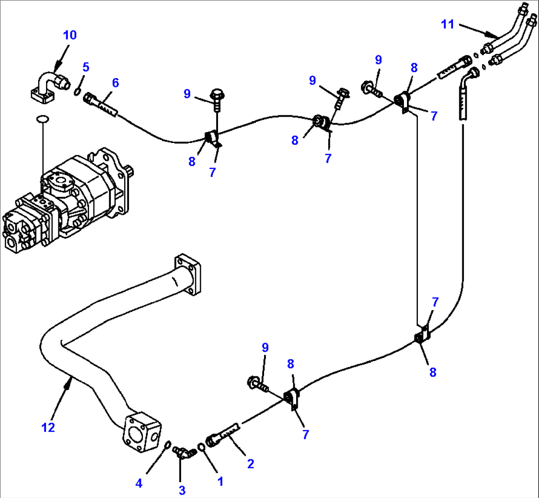 H0210-08A0 HYDRAULIC PIPING REAR DIFFERENTIAL LOCK PIPING (2/2)