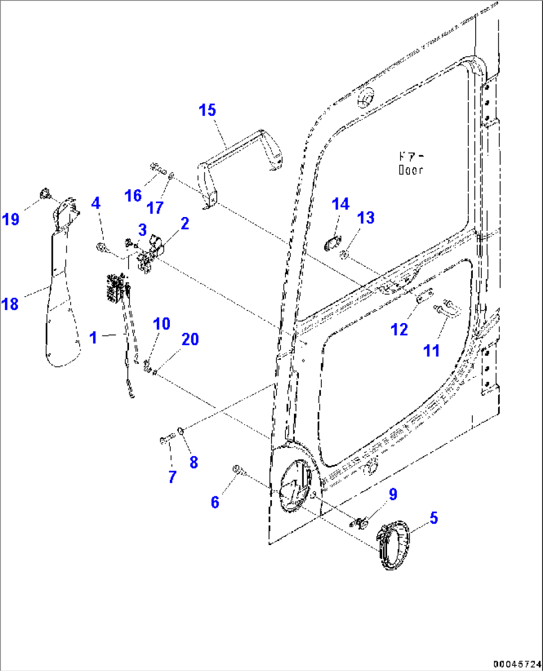 Cab, EOPS Cab, Vandalism Protection, With KOMTRAX, Without Master Key, Door Lock