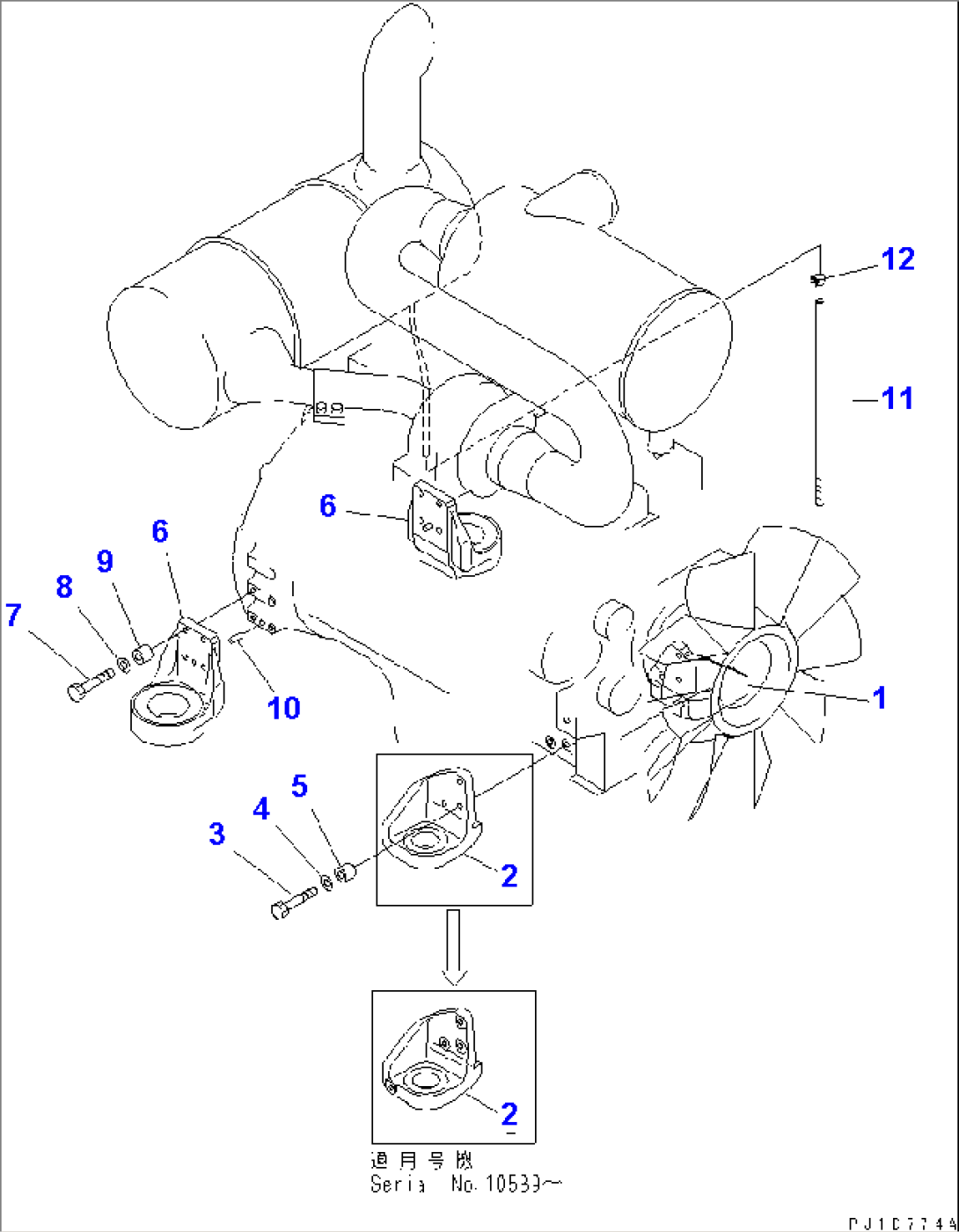 ENGINE MOUNT (BRACKET AND HOSE)(#10585-)