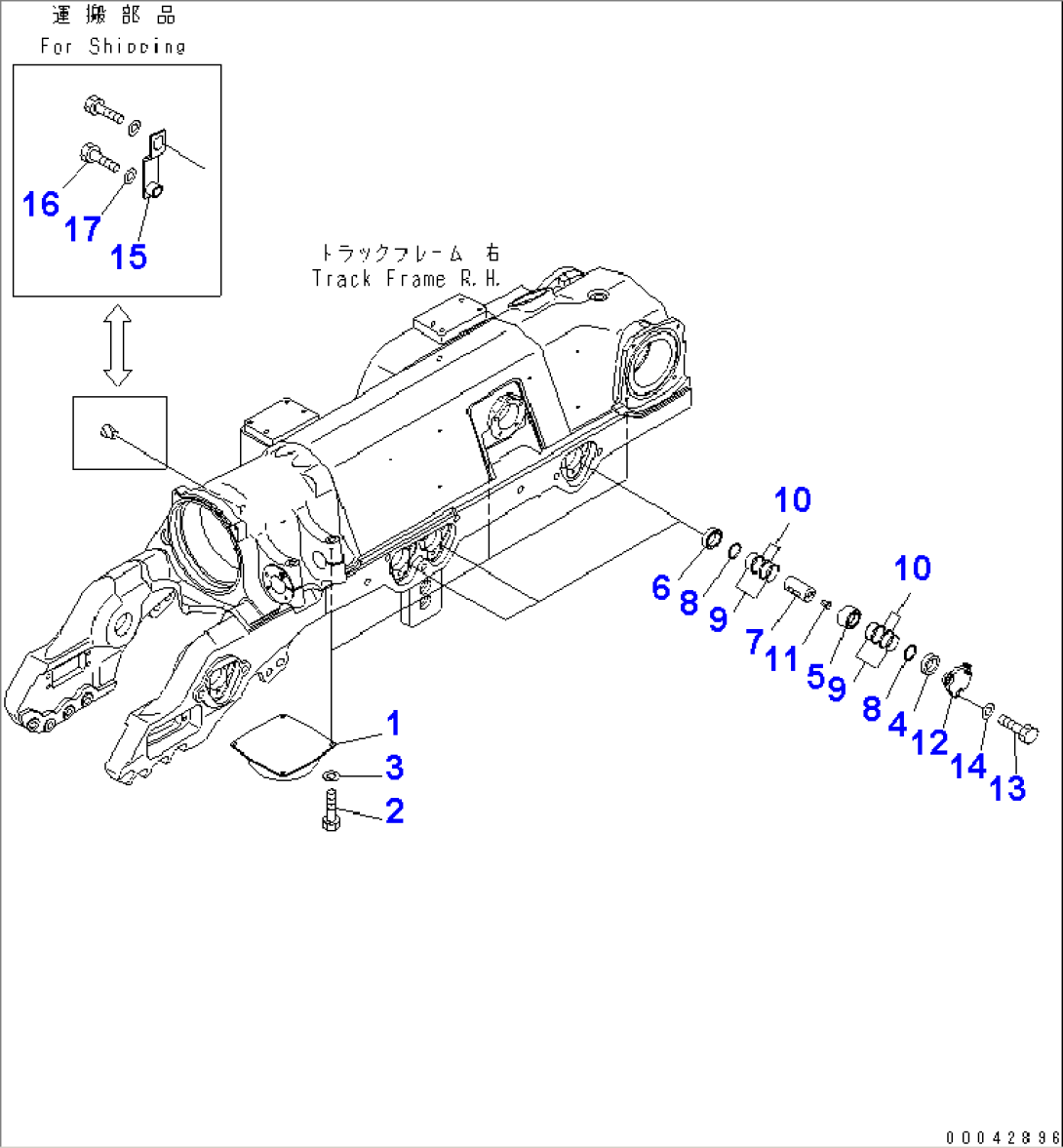TRACK FRAME (CARTRIDGE PIN) (FULL ROLLER GUARD) (R.H.)(#35001-)