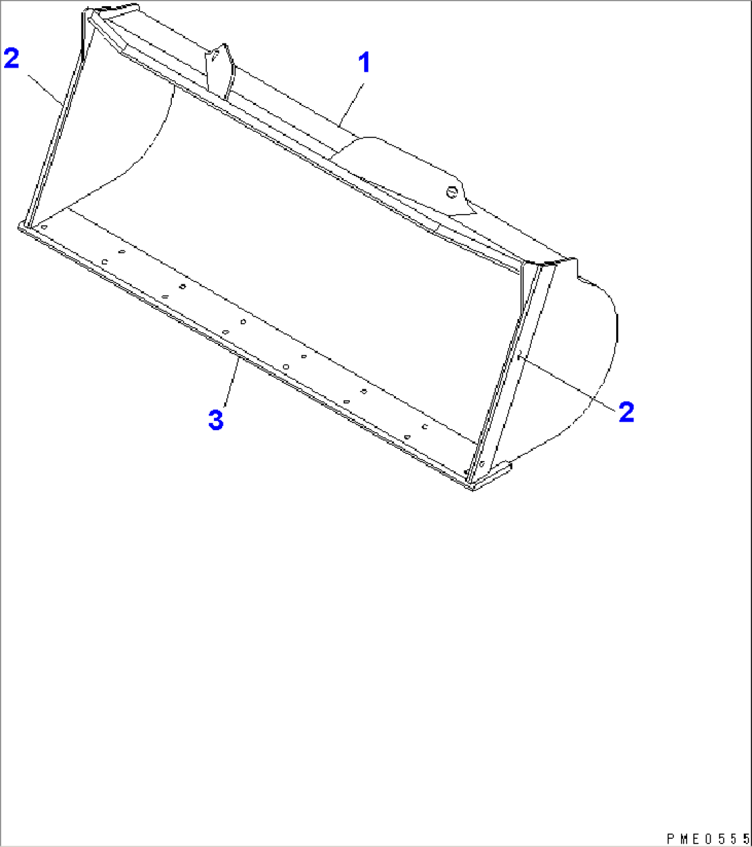 BUCKET¤ 1.3M3 (WITH BOLT ON CUTTING EDGE¤ 1.4M3)(#50001-)