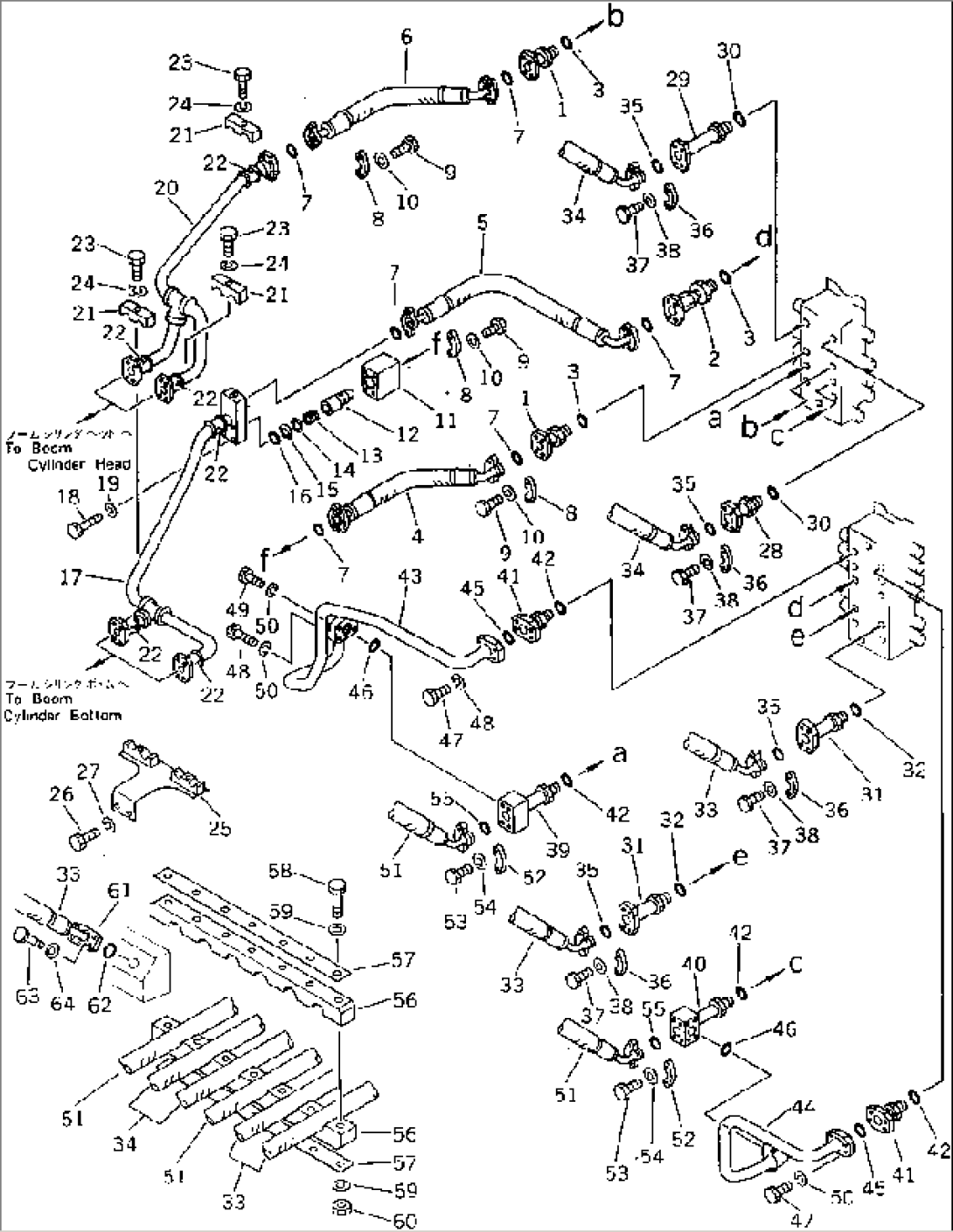 HYDRAULIC PIPING (8/8) (VALVE TO BOOM CYLINDER)(#1001-1212)