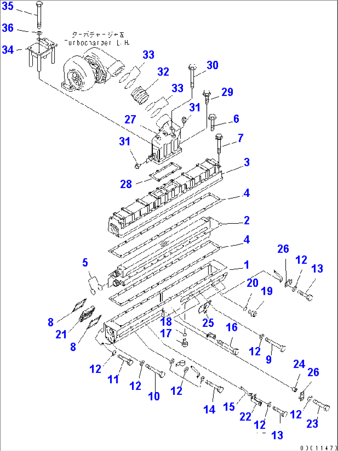 AIR INTAKE MANIFOLD AND AFTER COOLER (L.H. BANK) (WITHOUT CORROSION RESISTOR)(#13477-)