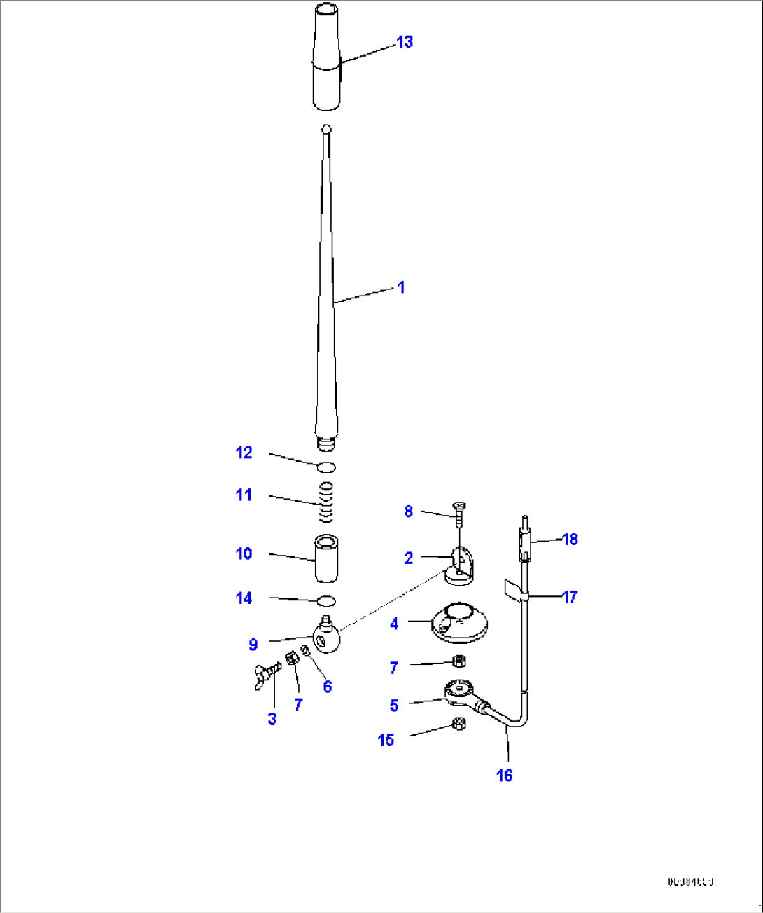 ROPS Cab and Floor Frame Group, Rubber Antenna