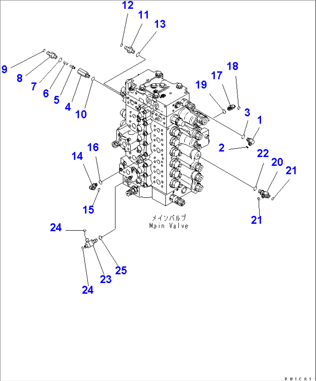 MAIN VALVE (CONNECTING PARTS) (2/2) (FOR 1-PIECE BOOM)